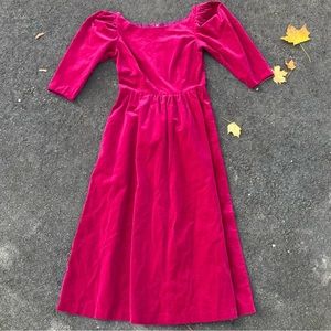 Vintage 1980s Lanz Originals  pink velvet short sleeve dress size 10